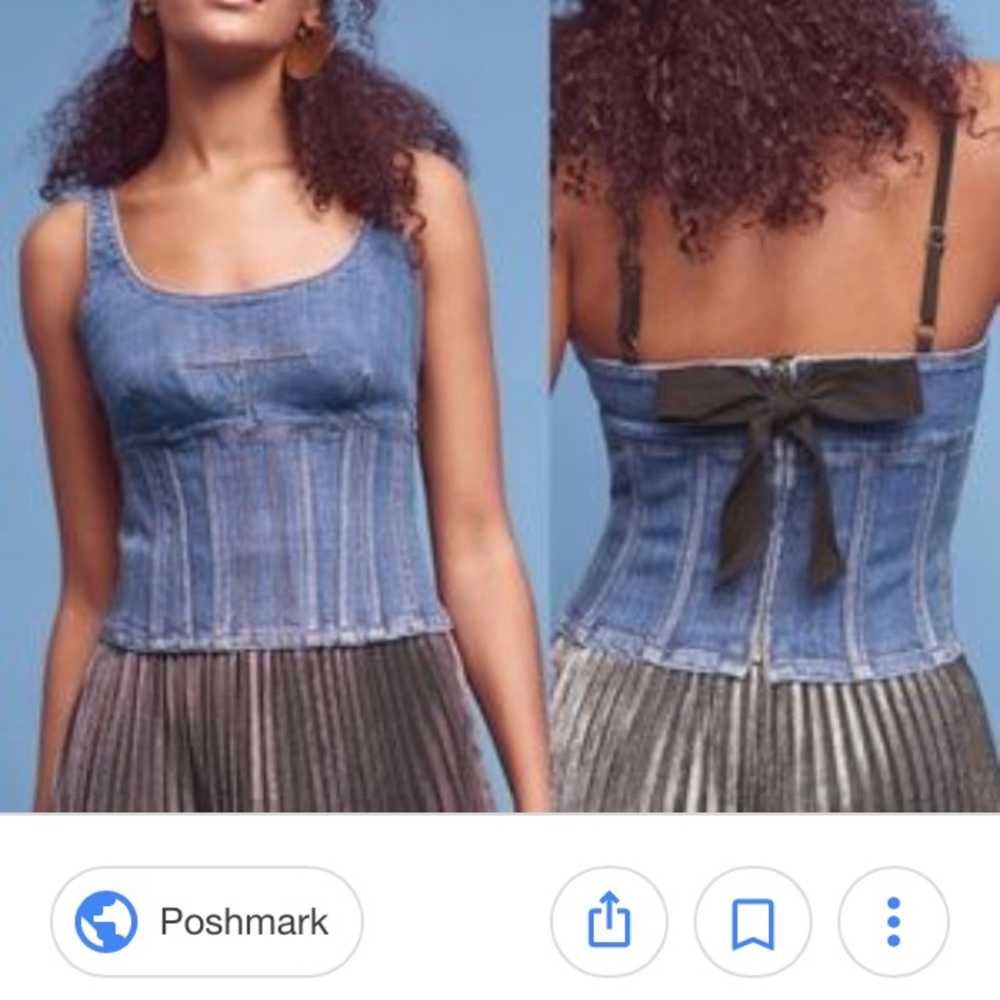 Anthropologie denim corset spaghetti strap top